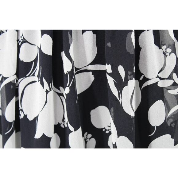 Ann Taylor Floral Dress 4 Floral Wide Straps V Neck Black White Sundress Career - Picture 4 of 15